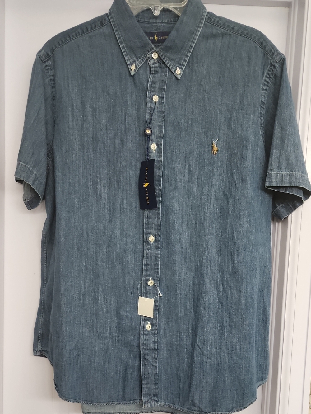 Polo by Ralph Lauren Washed Denim Short-Sleeve Button-Down Shirt - New